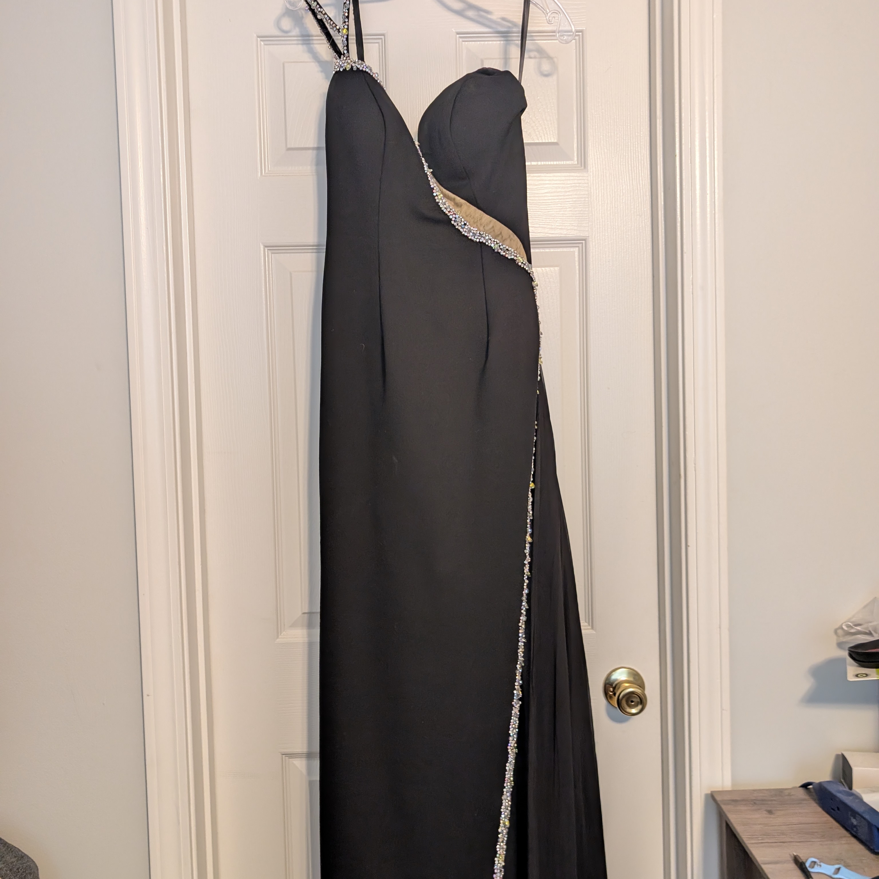 Sherri Hill Black Strapless Gown With Silver Accents